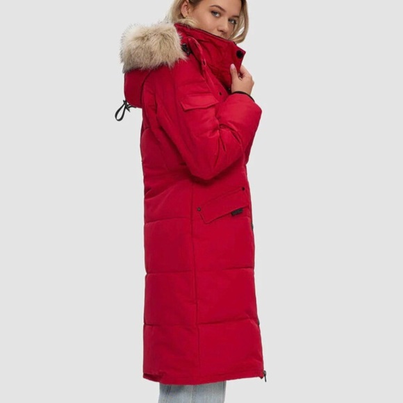 Noize Jackets & Blazers - Noize Kaylee Long Length Crimson Parka